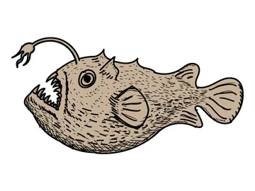 Ilustración del pez diablo negro Ilustración del pez diablo negro