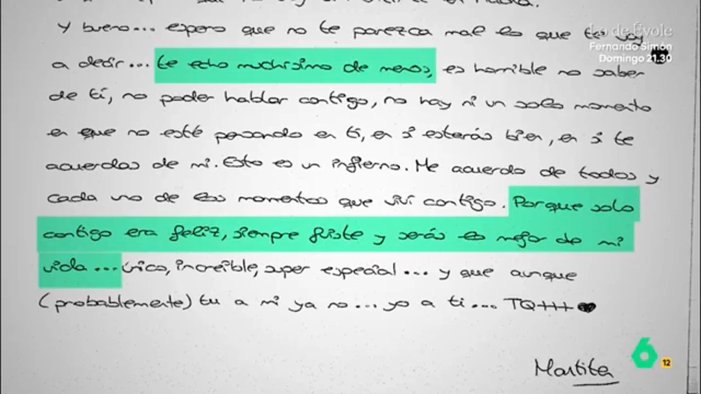 La carta desde la cárcel de Marta a El Carni, uno de sus amantes: "Eres el único que me ha hecho feliz" La carta desde la cárcel de Marta a El Carni, uno de sus amantes: "Eres el único que me ha hecho feliz"