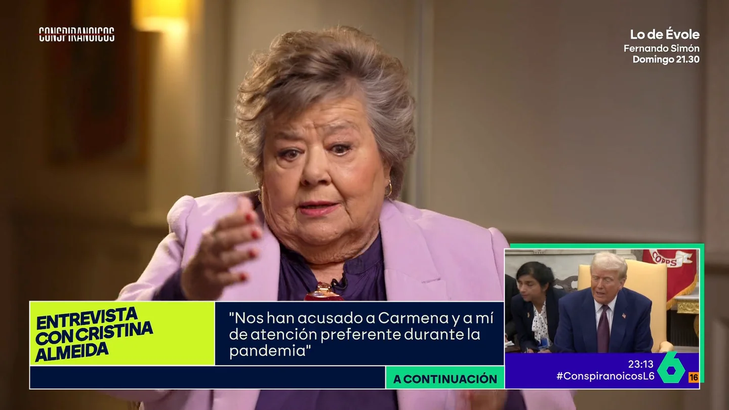 Cristina Almeida también sufre bulos: "Nos acusaron a Manuela Carmena y a mí de atención preferente durante la pandemia" Cristina Almeida también sufre bulos: "Nos acusaron a Manuela Carmena y a mí de atención preferente durante la pandemia"