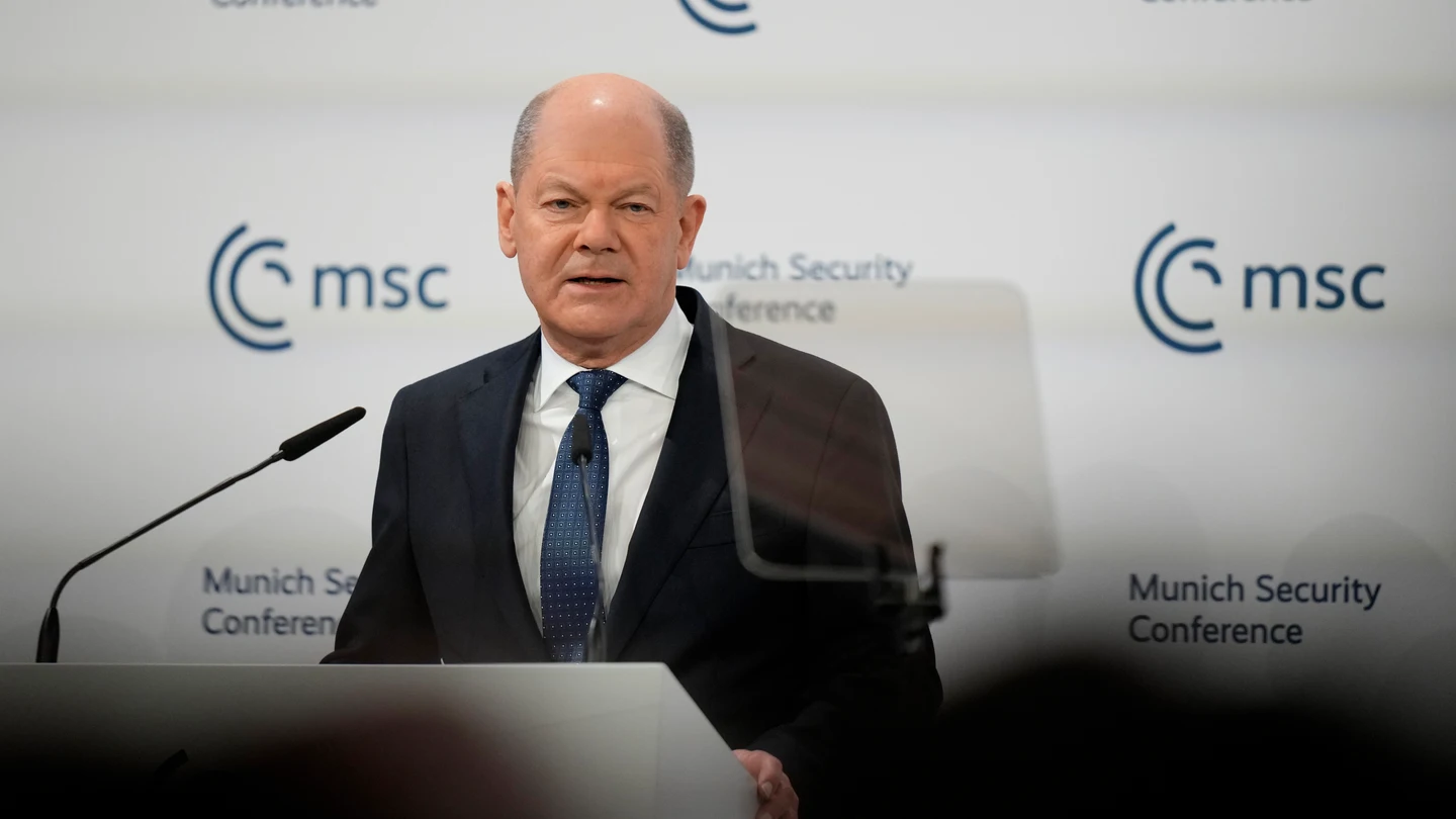 El canciller alemán, Olaf Scholz, durante la Conferencia de Seguridad de Múnich El canciller alemán, Olaf Scholz, durante la Conferencia de Seguridad de Múnich