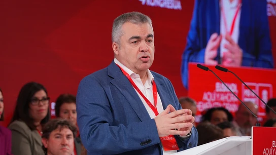 El secretario de Organización del PSOE, Santos Cerdán, interviene durante la clausura del 10º Congreso del PSE-EE El secretario de Organización del PSOE, Santos Cerdán, interviene durante la clausura del 10º Congreso del PSE-EE