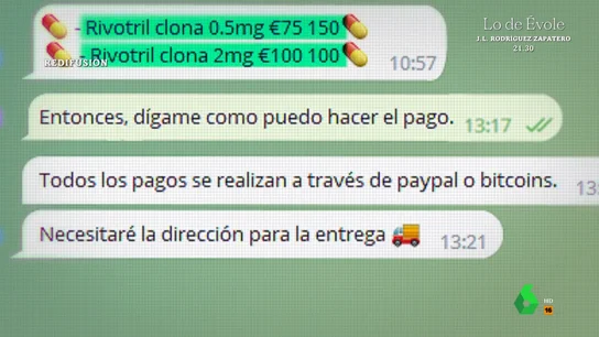 "Te ofrezco 100 pastillas por 100 euros": Equipo de Investigación destapa el negocio de la venta ilegal de ansiolíticos "Te ofrezco 100 pastillas por 100 euros": Equipo de Investigación destapa el negocio de la venta ilegal de ansiolíticos