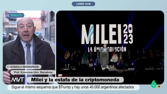 MVT Bernardos, a los afectados por la 'criptoestafa' de Milei: "Uno se hace adulto en la inversión perdiendo dinero" MVT Bernardos, a los afectados por la 'criptoestafa' de Milei: "Uno se hace adulto en la inversión perdiendo dinero"