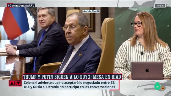 Ruth Ferrero, tajante al analizar la reunión entre EEUU y Rusia para negociar la paz en Ucrania: "Europa, irrelevante" Ruth Ferrero, tajante al analizar la reunión entre EEUU y Rusia para negociar la paz en Ucrania: "Europa, irrelevante"