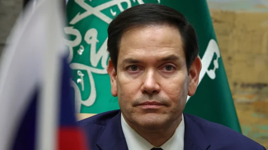 El secretario de Estado estadounidense, Marco Rubio, durante su reunión con Rusia en Arabia Saudí El secretario de Estado estadounidense, Marco Rubio, durante su reunión con Rusia en Arabia Saudí