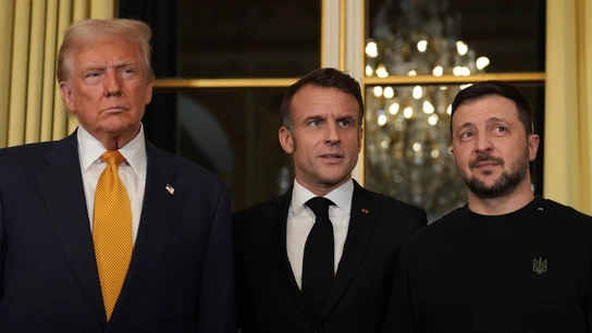 Donald Trump, Emmanuel Macron y Volodímir Zelenski Donald Trump, Emmanuel Macron y Volodímir Zelenski