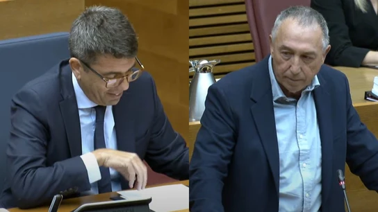 Carlos Mazón y Joan Baldoví en Les Corts Carlos Mazón y Joan Baldoví en Les Corts