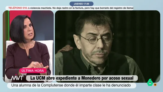 Bea de Vicente, sobre el expediente de la Complutense a Monedero: "Si se avala este acoso, puede complicarle mucho la vida" Beatriz de Vicente analiza el expediente abierto en la Universidad Complutense a Juan Carlos Monedero tras la denuncia de una estudiante por acoso sexual. Su explicación, en este vídeo de Más Vale Tarde.
