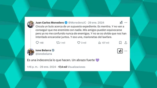 Tuit de Monedero de enero de 2024 sobre su supuesto expediente. Tuit de Monedero de enero de 2024 sobre su supuesto expediente.