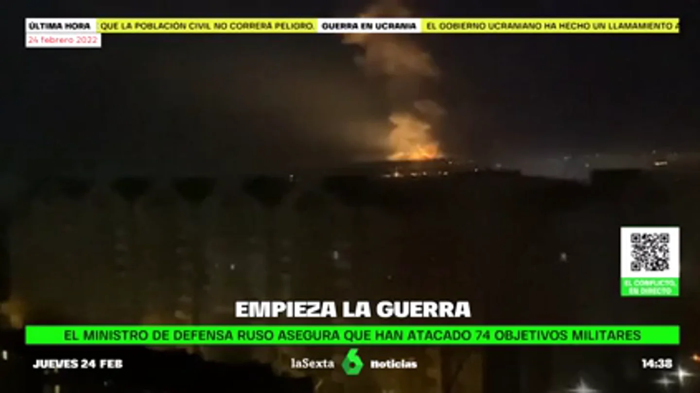 Frame de imágenes de las primeras horas de la guerra en Ucrania. Así contó laSexta el comienzo de la invasión rusa en Ucrania, que cumple tres años