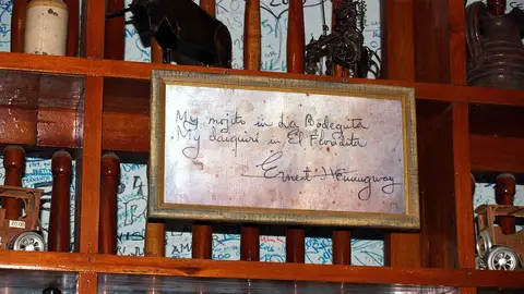 Nota de Hemingway en la Bodeguita, en La Habana Nota de Hemingway en la Bodeguita, en La Habana
