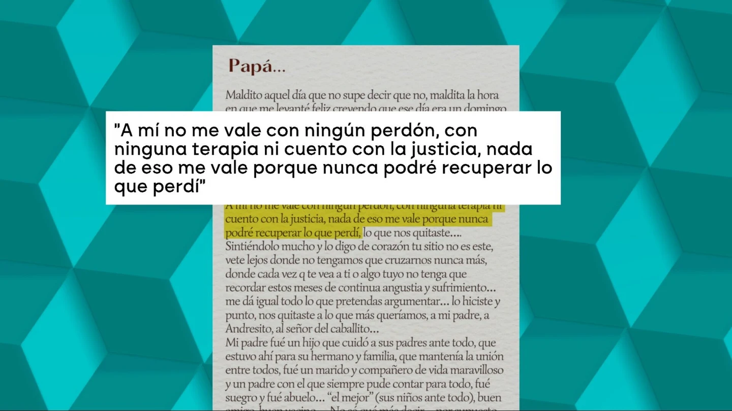La carta de la hija de Andrés Rico, muerto tras una agresión en un partido de balonmano. La carta de la hija de Andrés Rico, muerto tras una agresión en un partido de balonmano.