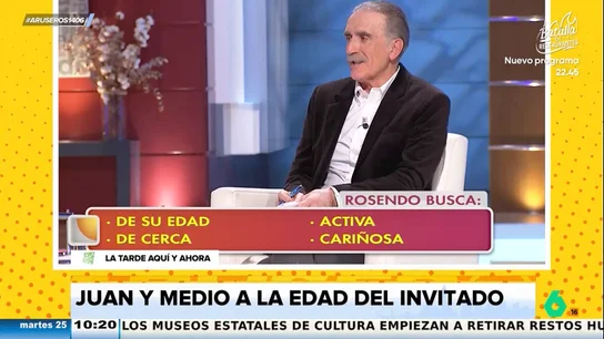 "Con la edad de los dos, pilláis al Cid haciendo la mili": el divertido comentario de Juan y Medio a su invitado en busca del amor "Con la edad de los dos, pilláis al Cid haciendo la mili": el divertido comentario de Juan y Medio a su invitado en busca del amor