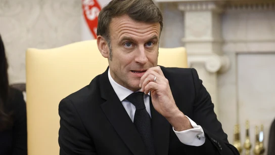 El presidente de Francia, Emmanuel Macron, durante su encuentro con su homólogo estadounidense, Donald Trump, en la Casa Blanca este lunes. El presidente de Francia, Emmanuel Macron, durante su encuentro con su homólogo estadounidense, Donald Trump, en la Casa Blanca este lunes.