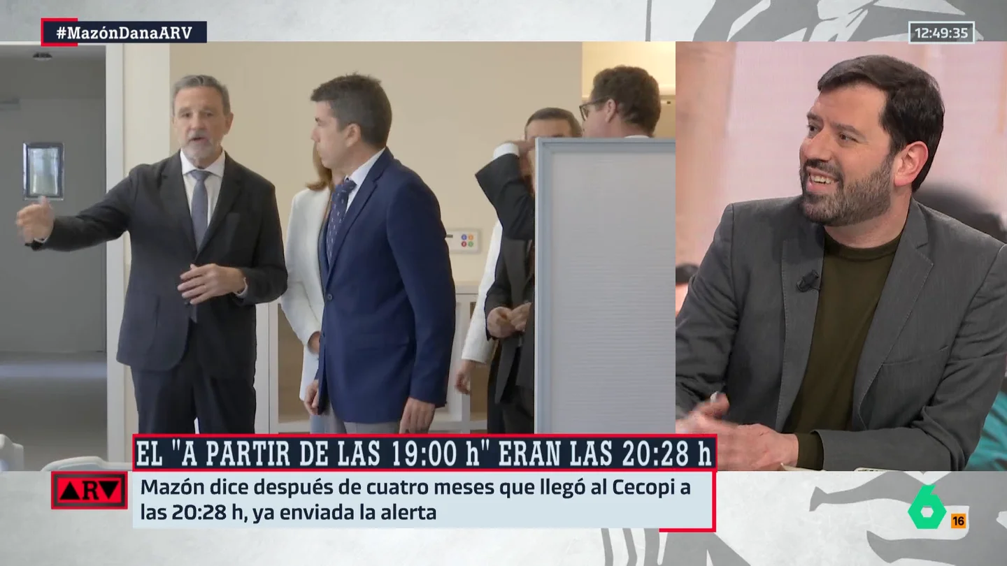 Valdivia, tras decir Mazón ahora que llegó Cecopi a las 20:28h: "Se está riendo de todos los valencianos que durante esas horas se estaban ahogando" Valdivia, tras decir Mazón ahora que llegó Cecopi a las 20:28h: "Se está riendo de todos los valencianos que durante esas horas se estaban ahogando"