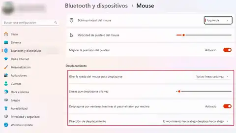 Accediendo a la configuración del ratón Accediendo a la configuración del ratón