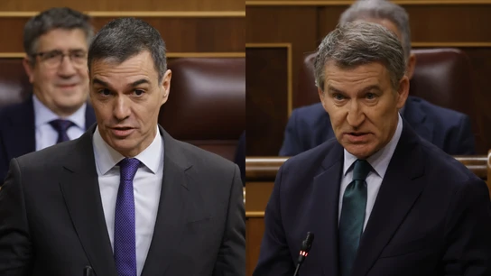 El presidente del Gobierno, Pedro Sánchez, y el líder el PP, Alberto Núñez Feijóo en el Congreso El presidente del Gobierno, Pedro Sánchez, y el líder el PP, Alberto Núñez Feijóo en el Congreso