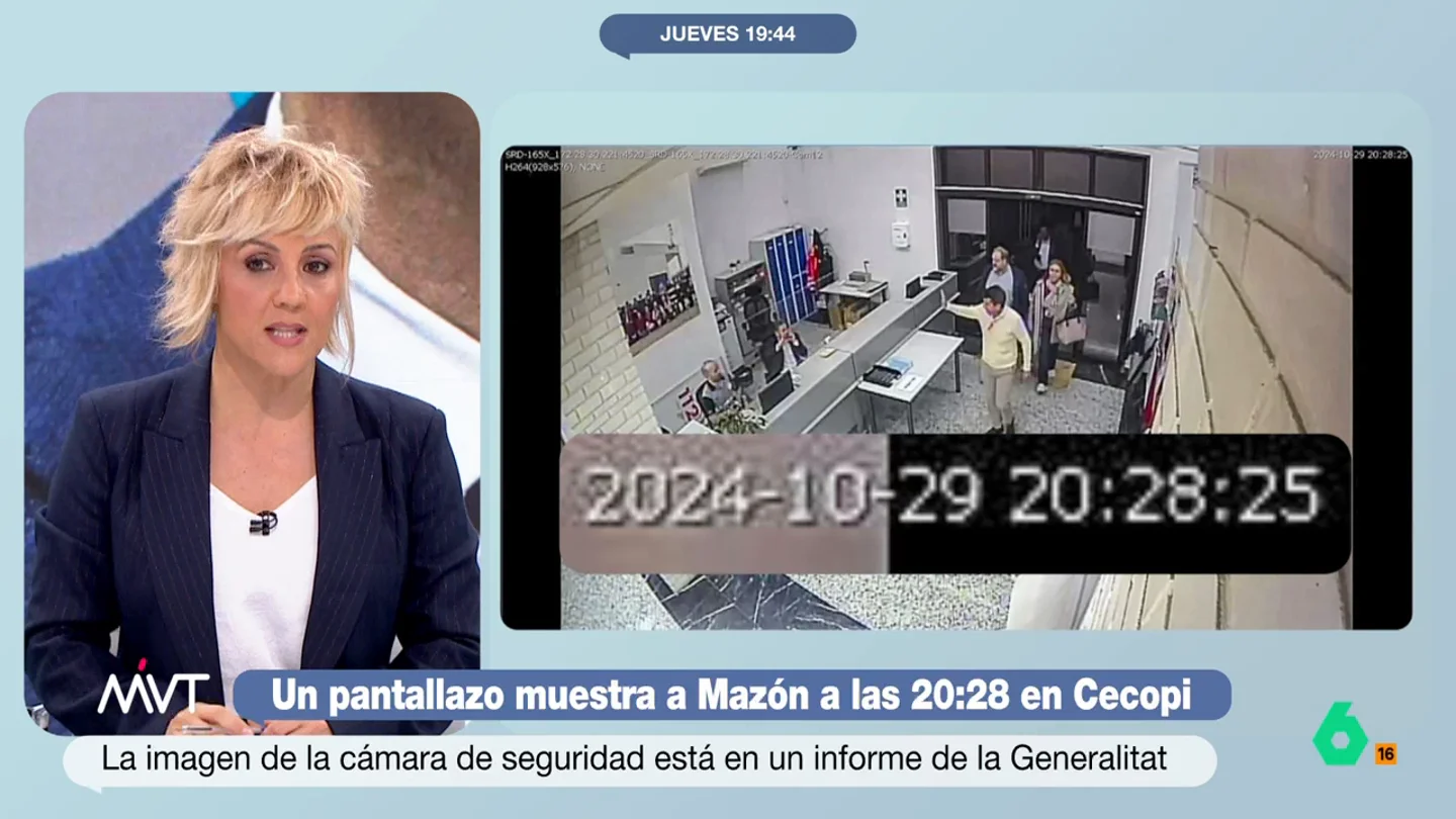 Cristina Pardo: "No se entiende que, teniendo la Generalitat esa foto de Mazón entrando, no la hubieran hecho pública hasta ahora" Un informe de la Generalitat Valenciana ha revelado la hora a la que Carlos Mazón habría accedido a las instalaciones del CECOPI. Además, en ese mismo texto también se puede ver que, por ejemplo, Salomé Pradas accedió a las 16:56 h.