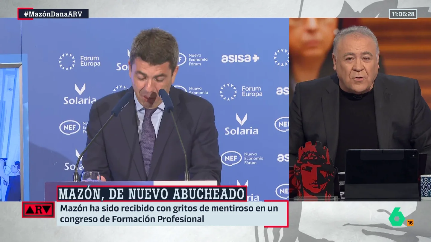Ferreras responde a la pregunta de por qué Mazón se aferra a su cargo: "Está intentando no acabar en la cárcel" Ferreras responde a la pregunta de por qué Mazón se aferra a su cargo: "Está intentando no acabar en la cárcel"