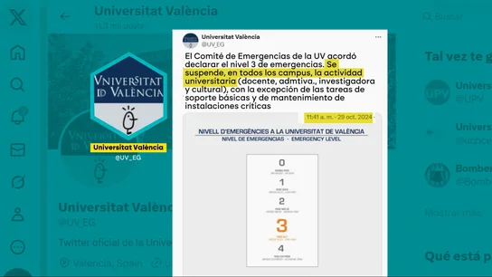 La Universitat de València suspendió clases durante la DANA La Universitat de València suspendió clases durante la DANA