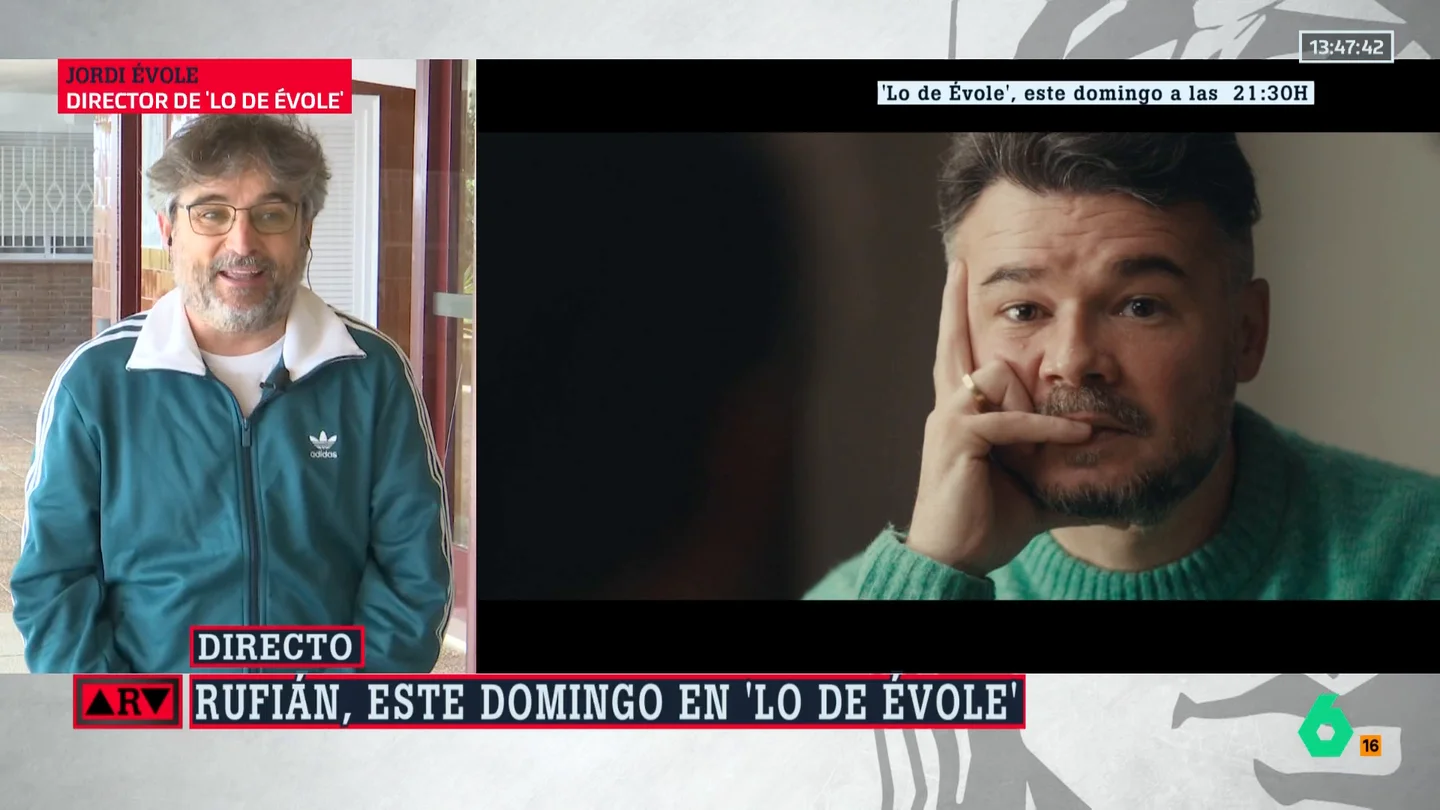 Jordi Évole sobre el lado más personal de Rufián: "De pequeño era el 'bicho raro' de la clase obsesionado con la política" Jordi Évole sobre el lado más personal de Rufián: "De pequeño era el 'bicho raro' de la clase obsesionado con la política"