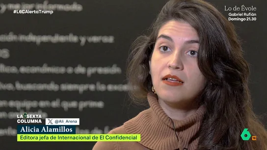 Alicia Alamillos, sobre la reunión de EEUU y Rusia sobre Ucrania: "De lo que se habló fue de las oportunidades de negocio" Los periodistas Alicia Alamillos y Claudi Pérez analizan en este vídeo para laSexta Columna, los verdaderos motivos detrás de las conversaciones entre los gobiernos de Donald Trump y Vladimir Putin sobre la paz en Ucrania.
