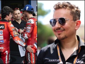 Marc M&aacute;rquez, 'Pecco' Bagnaia y Jorge Lorenzo 
