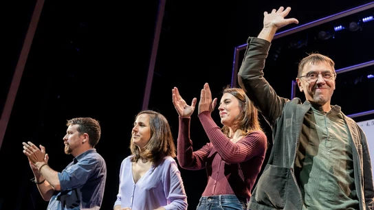 Juan Carlos Monedero, en un acto con Irene Montero e Ione Belarra Juan Carlos Monedero, en un acto con Irene Montero e Ione Belarra