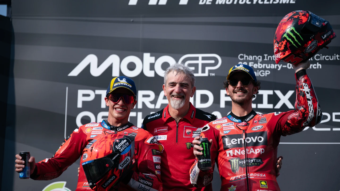 Márquez, Dall'Igna y Bagnaia Márquez, Dall'Igna y Bagnaia