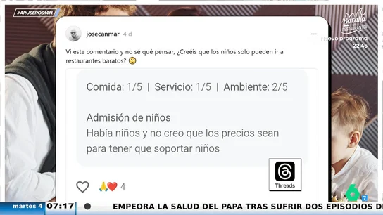 "Había niños y no creo que los precios sean para tener que soportarlos": la reseña de un cliente de un restaurante caro genera debate "Había niños y no creo que los precios sean para tener que soportarlos": la reseña de un cliente de un restaurante caro genera debate