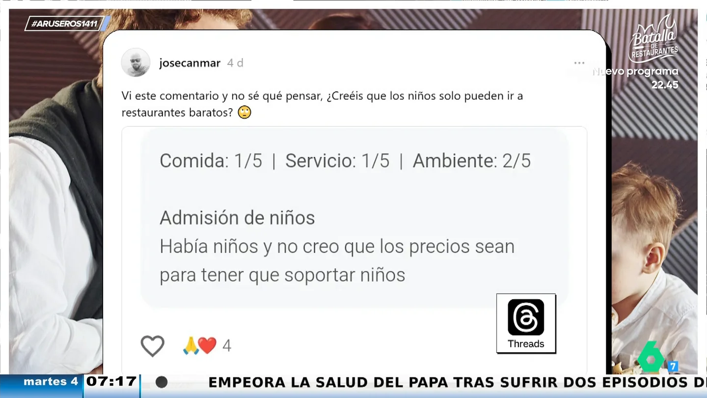 "Había niños y no creo que los precios sean para tener que soportarlos": la reseña de un cliente de un restaurante caro genera debate "Había niños y no creo que los precios sean para tener que soportarlos": la reseña de un cliente de un restaurante caro genera debate