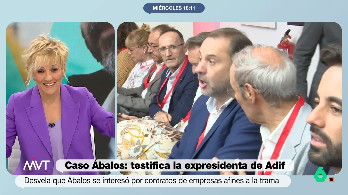 La reacción de Cristina Pardo al 'colarse' una sirena en Más Vale Tarde: "Si van a detener a alguien, que sea en directo" El sonido de una sirena interrumpe el análisis del 'caso Ábalos' y provoca un momento divertido en el que Cristina Pardo explica que "no viene nadie a detenernos" y Ramón Espinar ironiza: "Yo no pondría la mano en el fuego".