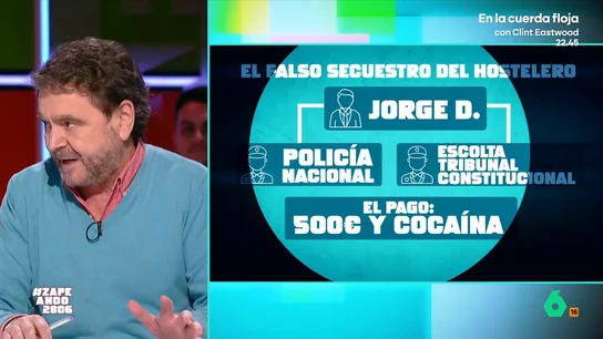 Paco Jiménez da las claves del caso del hostelero que fingió su secuestro: así pagó a dos policías con 500 euros y cocaína En su sección de hoy, Paco Jiménez analiza trolas muy gordas que terminan convertidas en delitos. Es el caso de un hostelero que, para justificar sus días de ausencia en el trabajo tras noches de juerga, 'contrató' a dos policías para fingir su secuestro.