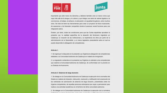 PSOE y Junts, un pacto con ecos ultras: vincula la migración con "identidad", "lengua" y "problemas de convivencia" PSOE y Junts, un pacto con ecos ultras: vincula la migración con "identidad", "lengua" y "problemas de convivencia"