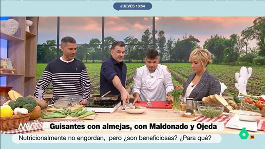 El dardo de Iñaki López a Carlos Maldonado por sus guisantes: "Te gustan como los kikos... crocantis" El chef ha sorprendido a los presentadores de Más Vale Tarde con unos deliciosos guisantes con almejas. El cocinero indica que esta legumbre debe cocinarse durante, aproximadamente, tres o cuatro minutos.