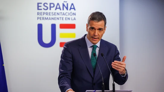 El presidente del Gobierno, Pedro Sánchez, tras la reunión en Bruselas El presidente del Gobierno, Pedro Sánchez, tras la reunión en Bruselas