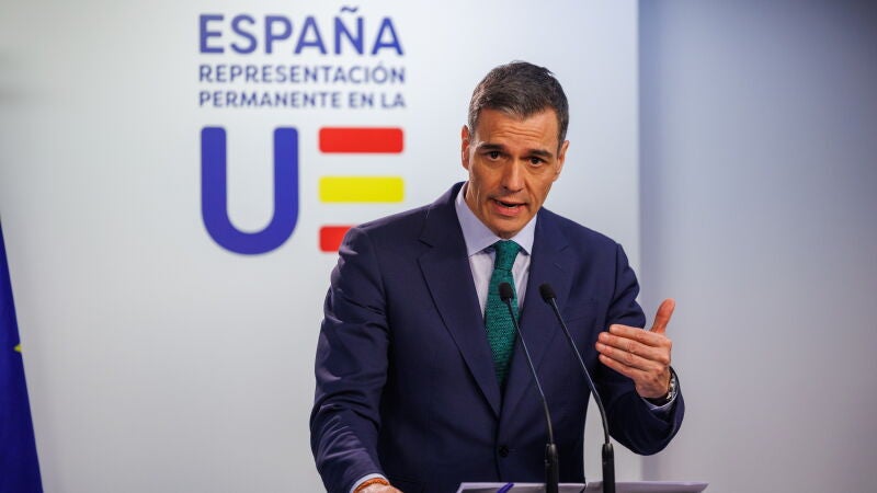 El presidente del Gobierno, Pedro Sánchez, tras la reunión en Bruselas