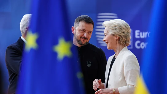 El presidente de Ucrania, Volodímir Zelenski, y la presidenta de la Comisión Europea, Ursula Von der Leyen El presidente de Ucrania, Volodímir Zelenski, y la presidenta de la Comisión Europea, Ursula Von der Leyen