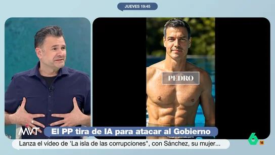Iñaki López tiene muy claro quién sería 'Montoya' en el último vídeo del PP En un vídeo generado con inteligencia artificial, al estilo de la extrema derecha, el PP parodia 'La isla de las tentaciones' para atacar al Gobierno con imágenes de Pedro Sánchez, Begoña Gómez o Ábalos bajo el título 'La isla de las corrupciones'.