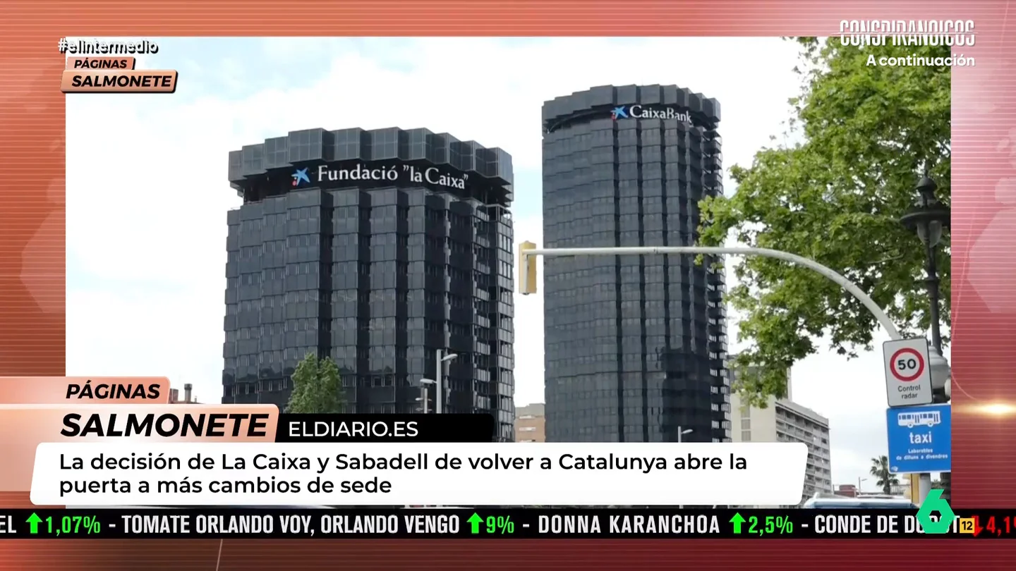Wyoming, sobre la vuelta de La Caixa a Cataluña: "Según está el mercado, igual tienen que compartir oficina con dos erasmus" Wyoming y Sandra Sabatés analizan en las 'Páginas Salmonete' el regreso de La Caixa a Cataluña, al que, según espera el Gobierno, seguirán otras empresas. Wyoming recuerda que, tal y como está la vivienda, encontrar sede no será fácil.