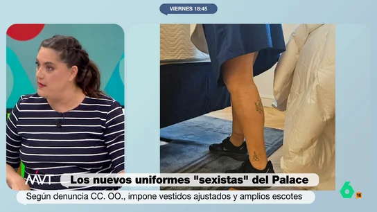 Loreto Ochando, indignada con los nuevos uniformes del Palace: "Lo que les ha pasado nos pasa a las mujeres todos los días" Las trabajadoras del hotel han denunciado el cambio en su uniforme. Este se compone de una falda, con una abertura central, y una camisa muy escotada. La periodista considera ese cambio como "indecente".