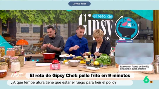 Iñaki López y Cristina Pardo realizan una cata de alto riesgo: "Va a estar a temperatura de fusión del núcleo" Gipsy Chef ha preparado un delicioso pollo frito estilo japonés en su reto culinario. El cocinero tan solo ha contado con nueve minutos para prepararlo.