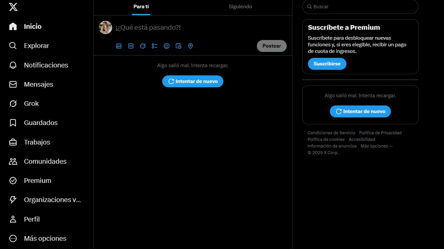 La red social X (Twitter) sufre una caída generalizada en España La red social X (Twitter) sufre una caída generalizada en España