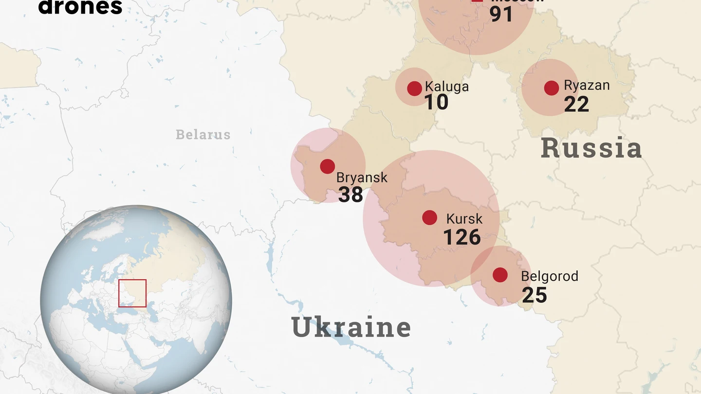 Los 337 drones ucranianos que Rusia habría derribado Los 337 drones ucranianos que Rusia habría derribado