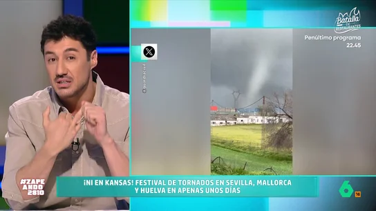 Francisco Cacho analiza los tornados de los últimos días en España La borrasca Jana dejaba espectaculares imágenes de tornados en zonas de Sevilla, Baleares o Huelva que arrancaban techos de naves industriales y hasta 100 pinos. En este vídeo, Francisco Cacho explica si este fenómeno es habitual en España.