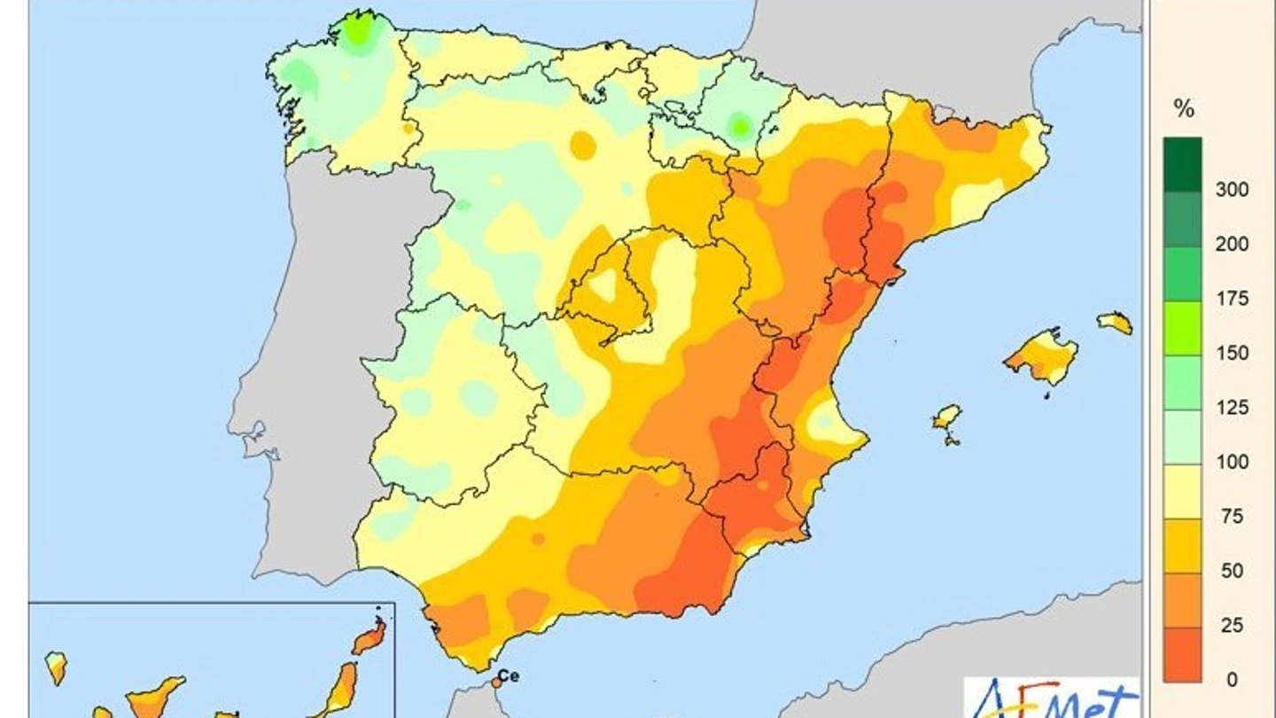 Mapa de AEMET con los datos de precipitaciones del invierno. Mapa de AEMET con los datos de precipitaciones del invierno.