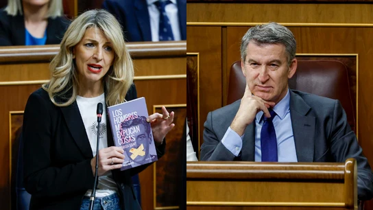 Bronca entre Yolanda Díaz y Esther Muñoz por la violencia machista, con recado a Feijóo: "Póngase a trabajar para acabar con el machismo" Bronca entre Yolanda Díaz y Esther Muñoz por la violencia machista, con recado a Feijóo: "Póngase a trabajar para acabar con el machismo"