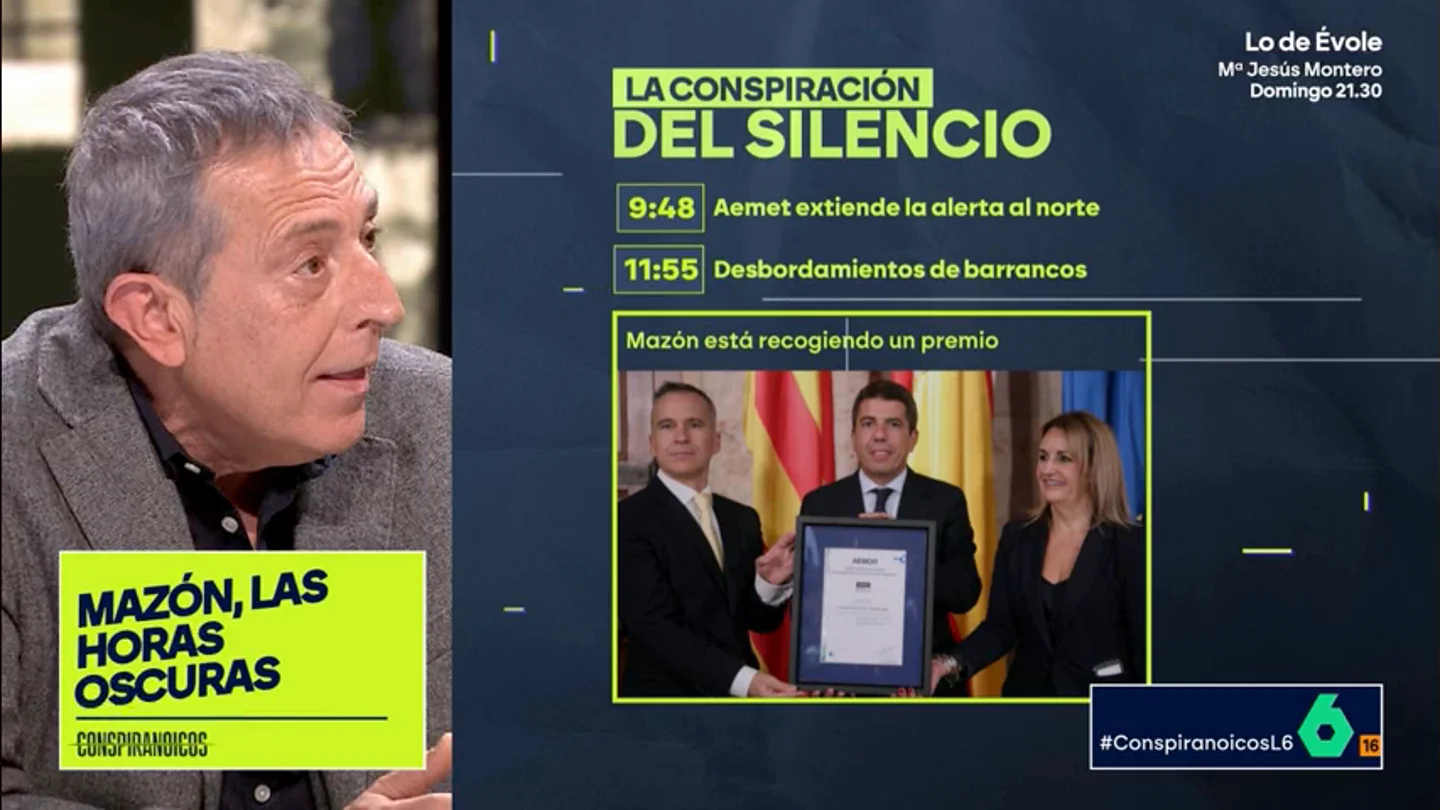 Miguel Ángel Campos: "Las facturas de 'El Ventorro' acabarán saliendo y la verdad se acabará sabiendo" El periodista Miguel Ángel Campos analiza las 'horas oscuras' de Mazón desde su comida en 'El Ventorro' hasta su llegada al CECOPI y asegura que se llegará a saber "incluso lo que consumió en el restaurante".