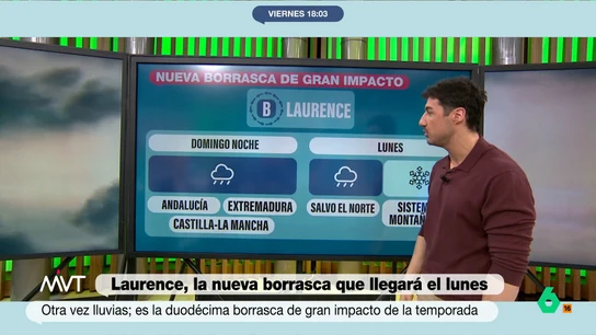 La nueva borrasca que llega el lunes se llama Laurence La nueva borrasca que llega el lunes se llama Laurence