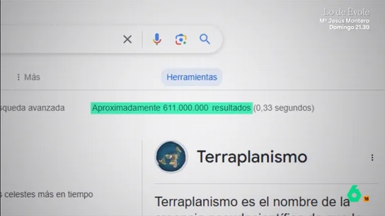 Número de resultados sobre el terraplanismo en Google Número de resultados sobre el terraplanismo en Google